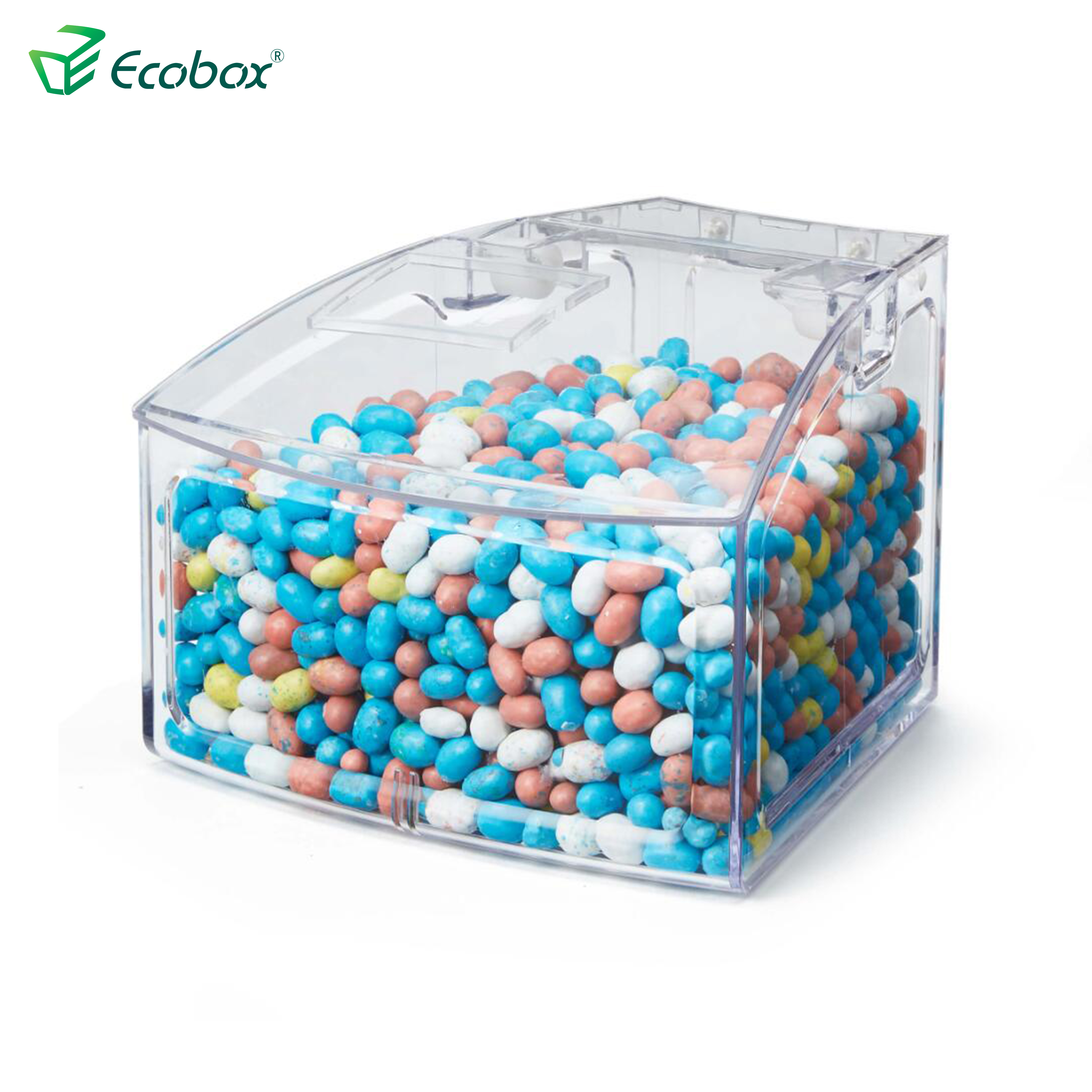 Ecobox SPH-010 Arc shape small bulk food bin for supermarket shelf