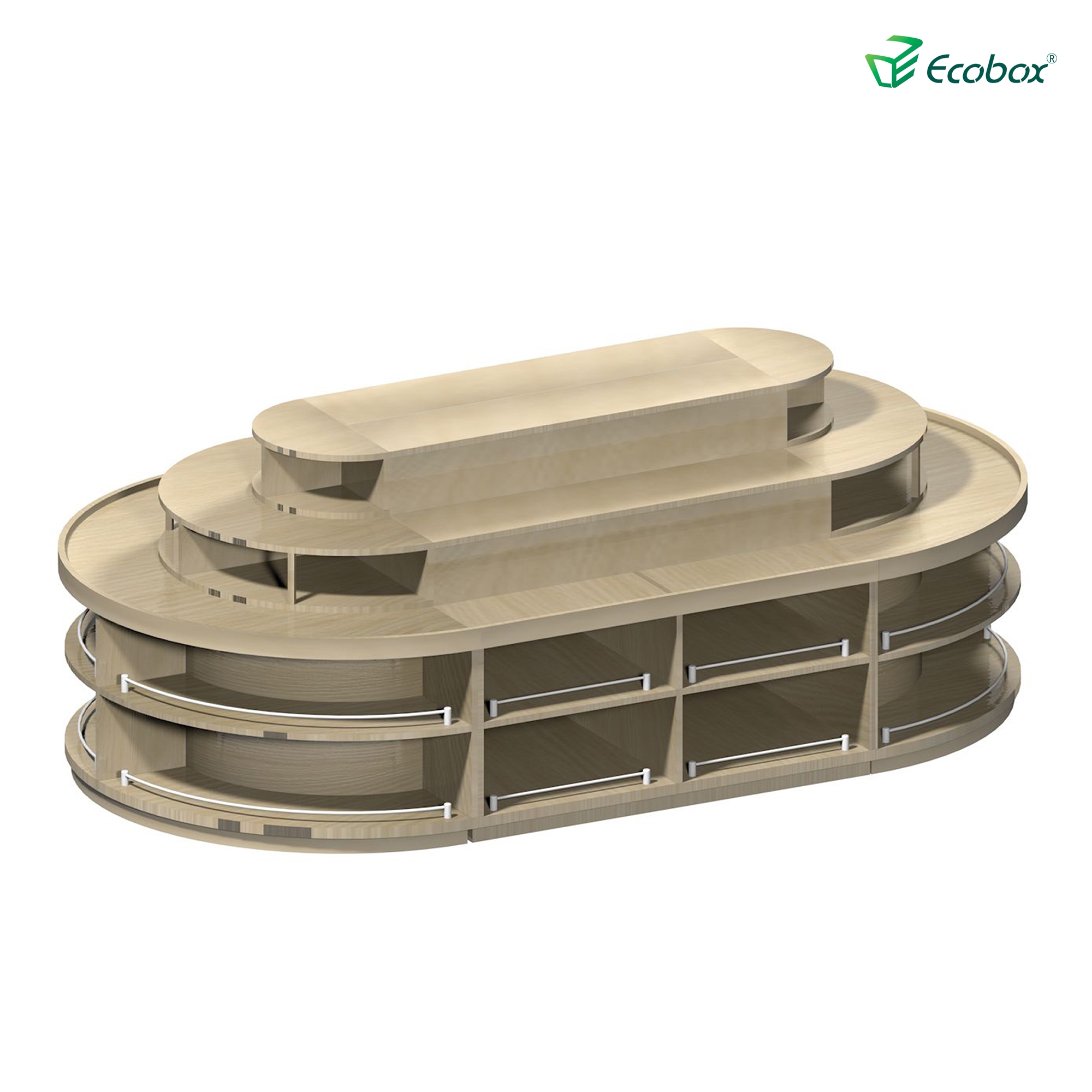 Ecobox G001 series round shelf with Ecobox bulk bins supermarket bulk food displays