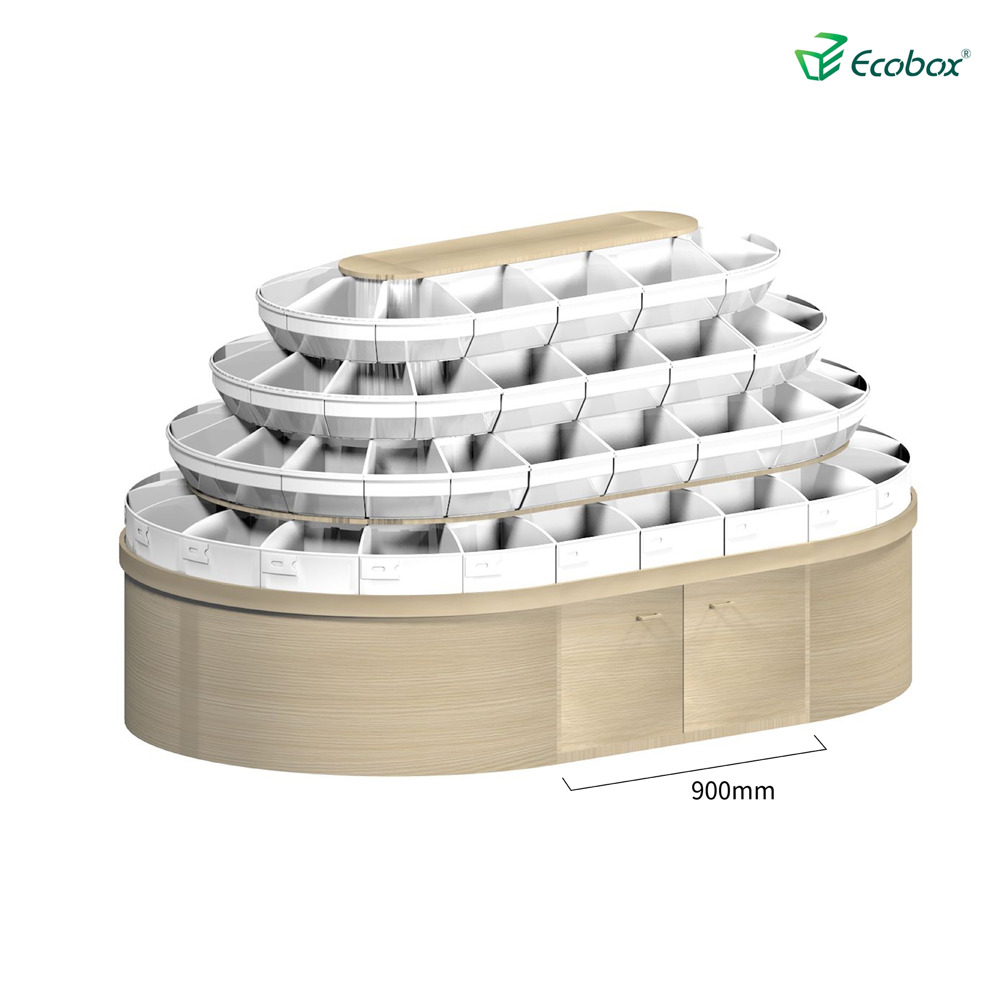 Ecobox G008 series round shelf with Ecobox bulk bins supermarket bulk food displays
